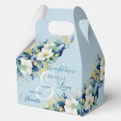 Dusty Blue Gold Glitzer Floral Geschenkschachtel (Vorderseite)