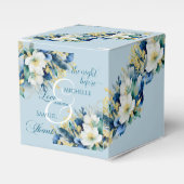 Dusty Blue Gold Glitzer Floral Geschenkschachtel (Vorderseite)