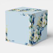 Dusty Blue Gold Glitzer Floral Geschenkschachtel (Rückseite)