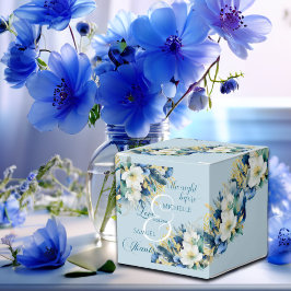Dusty Blue Gold Glitzer Floral Geschenkschachtel