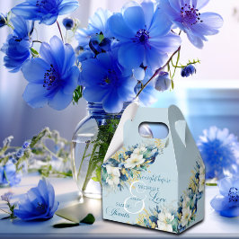 Dusty Blue Gold Glitzer Floral Geschenkschachtel