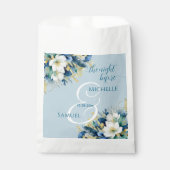 Dusty Blue Gold Glitzer Floral Geschenktütchen (Vorderseite)
