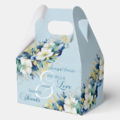 Dusty Blue Gold Glitzer Floral Probe Dinner Geschenkschachtel (Vorderseite)