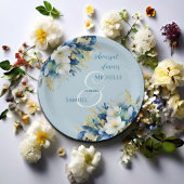 Dusty Blue Gold Glitzer Floral Probe Dinner Pappteller