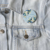 Dusty Blue Gold Glitzer Floral Wedding Button (Beispiel)