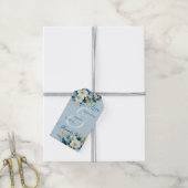 Dusty Blue Gold Glitzer Floral Wedding Geschenkanhänger (Mit Garn)