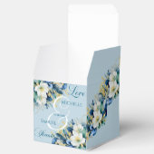 Dusty Blue Gold Glitzer Floral Wedding Geschenkschachtel (Geöffnet)