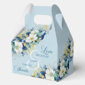 Dusty Blue Gold Glitzer Floral Wedding Geschenkschachtel (Vorderseite)