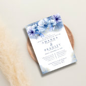 Dusty Blue & Gold Glitzer Hochzeit Probe Dinner Einladung