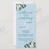 Dusty Blue Gold Glitzer Hochzeitsprogramm (Vorderseite)