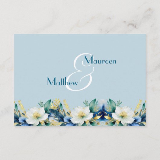 Dusty Blue Gold Glitzer QR Code Begleitkarte (Rückseite)