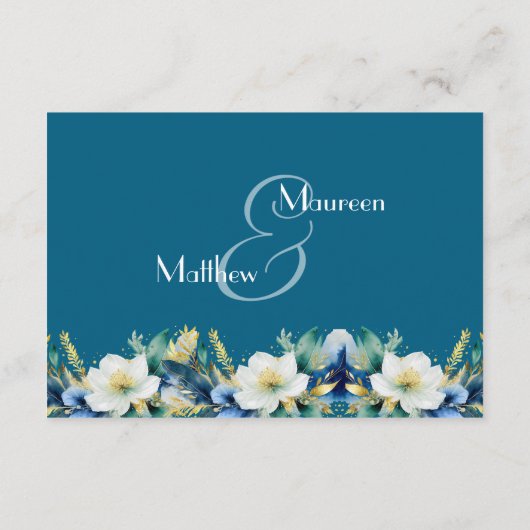 Dusty Blue Gold Glitzer QR Code Begleitkarte (Rückseite)