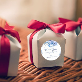 Dusty Blue Gold Glitzer Rustic Wedding Vielen Dank Runder Aufkleber