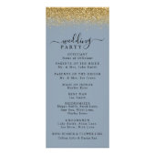 Dusty Blue & Gold Glitzer Wedding Program Werbekarte (Hinten)
