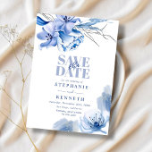 Dusty Blue & Gold Glitzer Wedding speichern das Da Einladung