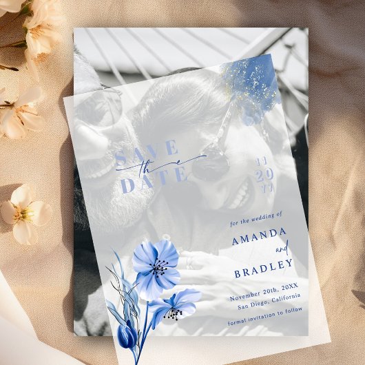 Dusty Blue & Gold Glitzer Wedding speichern das Da Pergament Einladungen