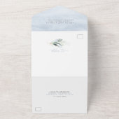 Dusty Blue Gold Greenerity Blätter Elegante Weddin All In One Einladung (Außenbereich)