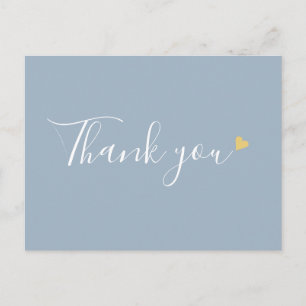Dusty Blue Gold Heart Script Business Vielen Dank Postkarte