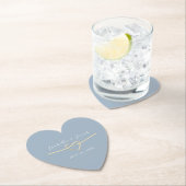 Dusty Blue Gold Heart Wedding Drink Untersetzer (Vor Ort)