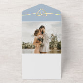 Dusty Blue Gold Hochzeit Einladung mit QR Code (Außenbereich)