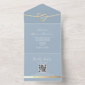 Dusty Blue Gold Hochzeit Einladung mit QR Code (Innen Boden)