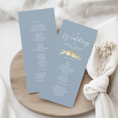 Dusty Blue Gold Lovebirds Wedding Programm