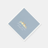 Dusty Blue Gold Lovebirds Wedding Serviette (Ecke)