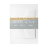Dusty Blue Gold Minimalistisch Calligrafy Wedding Einladungsbanderole (Vorderseite Beispiel)
