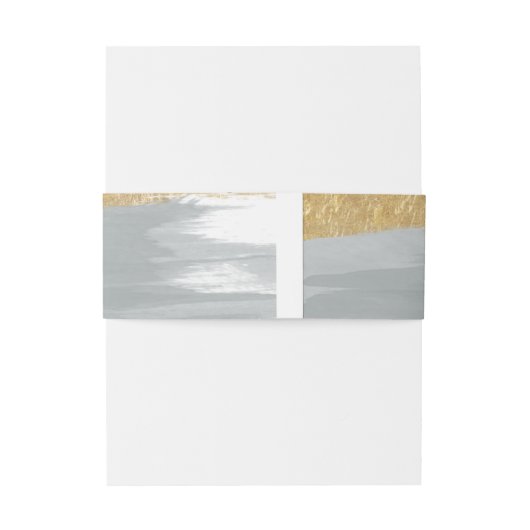 Dusty Blue Gold Minimalistisch Calligrafy Wedding Einladungsbanderole (Rückseitenbeispiel)