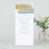 Dusty Blue Gold Minimalistisch Calligrafy Wedding Programm (Stehend Vorderseite)