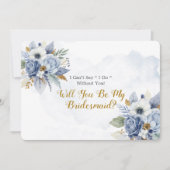 Dusty Blue Gold Peony wird meine Bridesmaid sein Einladung (Vorderseite)