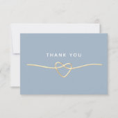 Dusty Blue Gold Photo Wedding Thank You Card Dankeskarte (Vorderseite)