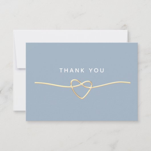 Dusty Blue Gold Photo Wedding Thank You Card Dankeskarte (Vorderseite)