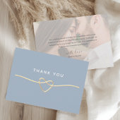Dusty Blue Gold Photo Wedding Thank You Card Dankeskarte