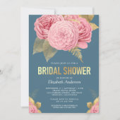 Dusty Blue Gold Pink Brautparty Einladung (Vorderseite)