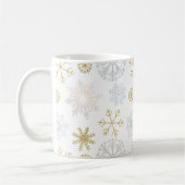 Dusty Blue & Gold Snowflake Winter Tasse (Links)