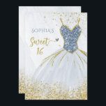 Dusty Blue Gold Sparkle Dress Sweet 16 Geburtstag Einladung<br><div class="desc">Dusty Blue Gold Sparkle Dress Sweet 16 Geburtstag Einladung</div>