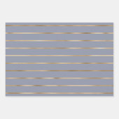 Dusty Blue Gold Streifen Muster Geschenkpapier Set (Vorderseite 2)