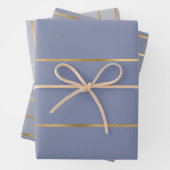 Dusty Blue Gold Streifen Muster Geschenkpapier Set (Beispiel)