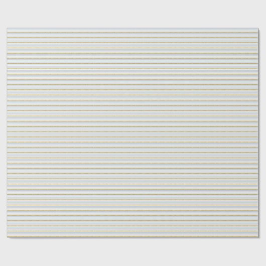 Dusty Blue & Gold Strip Wrapping Paper Geschenkpapier (Flach)