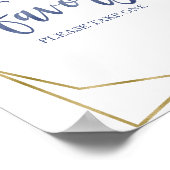 Dusty Blue Gold Watercolor Blumenfavoriten Zeichen Poster (Ecke)