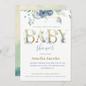 Dusty Blue Gold Watercolor Floral Baby (Vorne/Hinten)