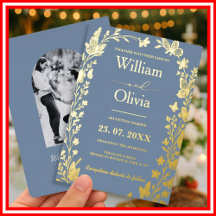 Dusty Blue Gold Wildblume Foto Wedding