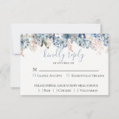 Dusty Blue Golden Botanical Wedding RSVP Card (Vorderseite)
