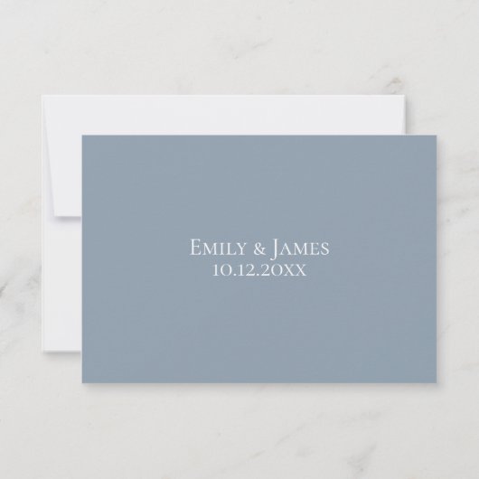 Dusty Blue Golden Botanical Wedding RSVP Card (Rückseite)