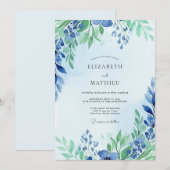 Dusty Blue Graceful Spring Wedding Einladung (Vorne/Hinten)