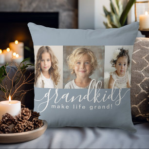Dusty Blue Grandkids macht Life Grand Foto Collage Kissen