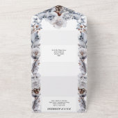 Dusty Blue Graue Wintereis Rose Kiefernkegel Hochz All In One Einladung (Außenbereich)