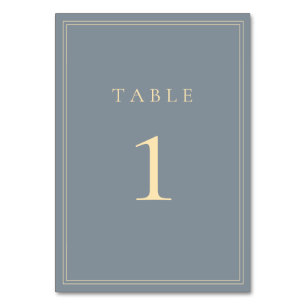 Dusty Blue-Gray and Gold Wedding Suite Tischnummer
