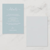 Dusty Blue Gray and White Wedding Hotel - Details Begleitkarte (Vorne/Hinten)